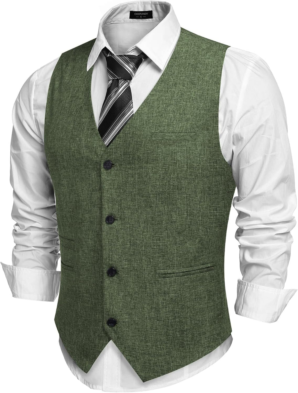 Men's Slim Fit Suit Vest - Lightweight Business Waistcoat for Casual and Formal Layering - Small