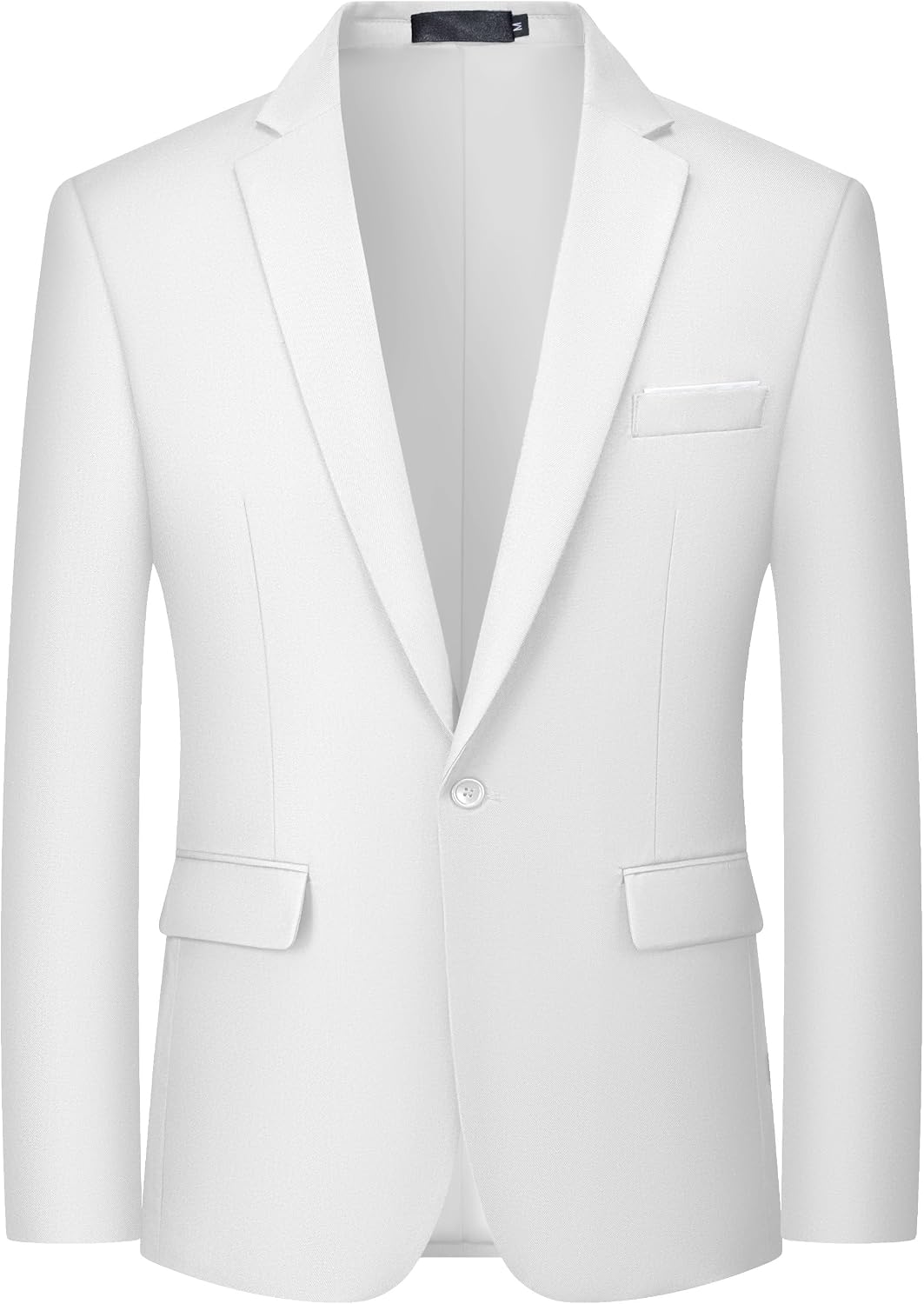 Men's One-Button Solid Colour Blazer - Slim Fit Lightweight Suit Jacket and Casual Sport Coat - Black