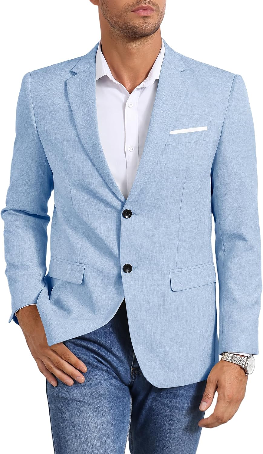 Men's Two-Button Casual Blazer - Lightweight Soft Sport Coat for Year-Round Business and Weekend Wear - Small