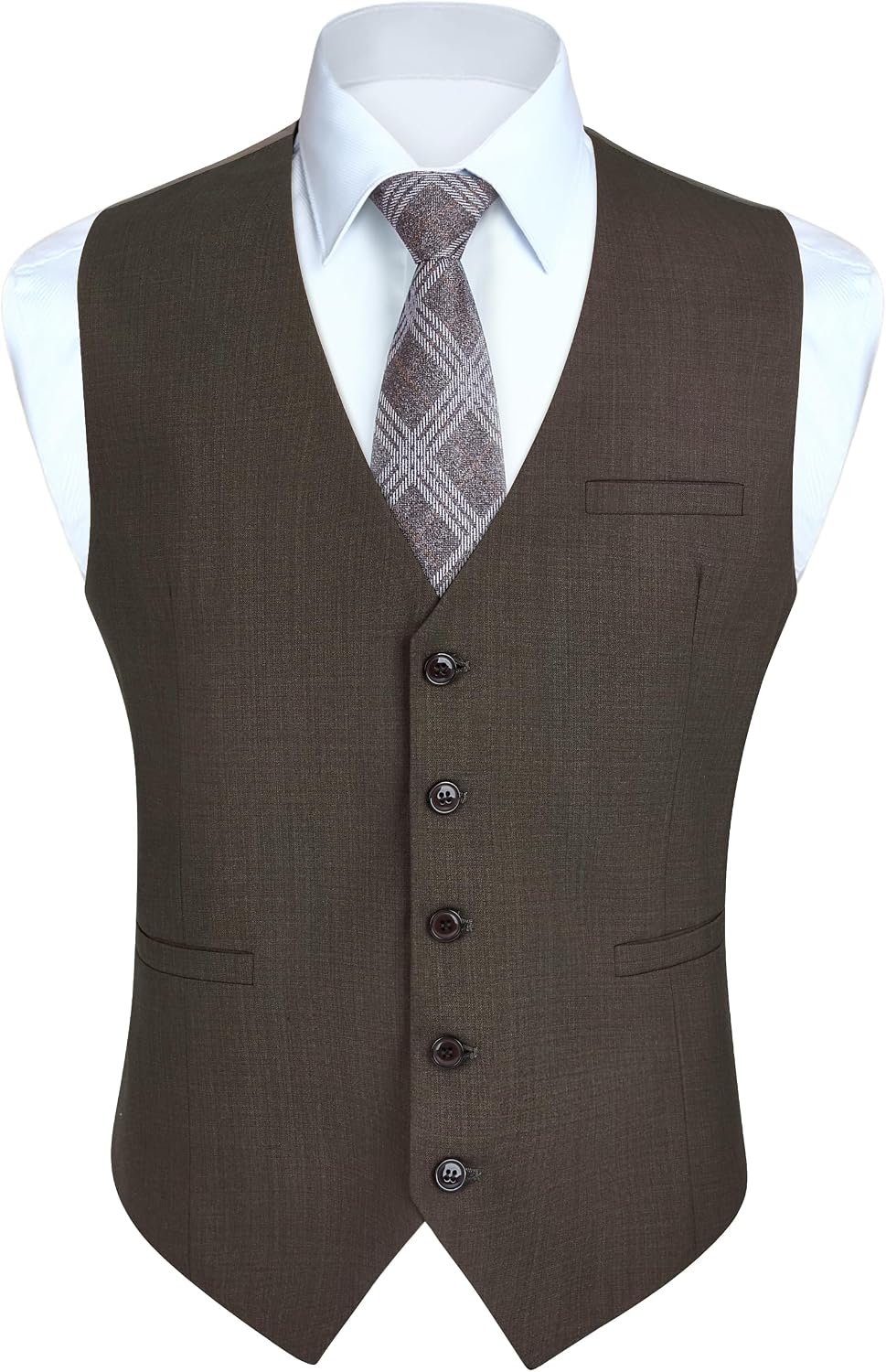 Men's Slim Fit Suit Vest - Three-Pocket Waistcoat for Business, Weddings, Prom and Tuxedo Wear - Small