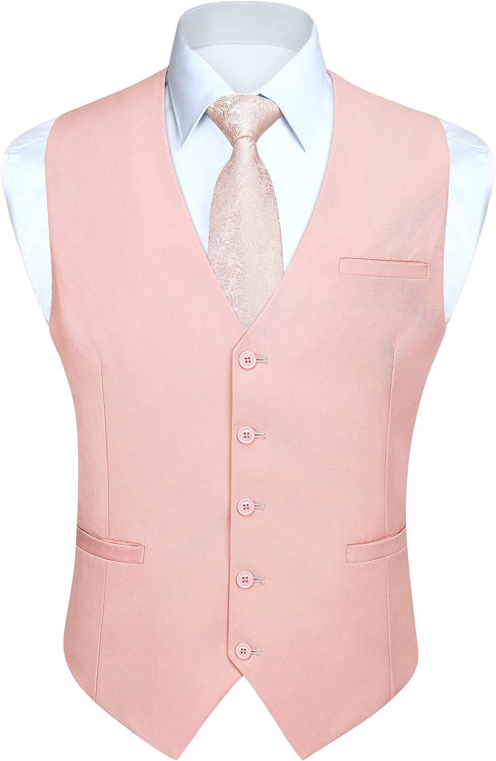 Men's Slim Fit Suit Vest - Three-Pocket Waistcoat for Business, Weddings, Prom and Tuxedo Wear - Large