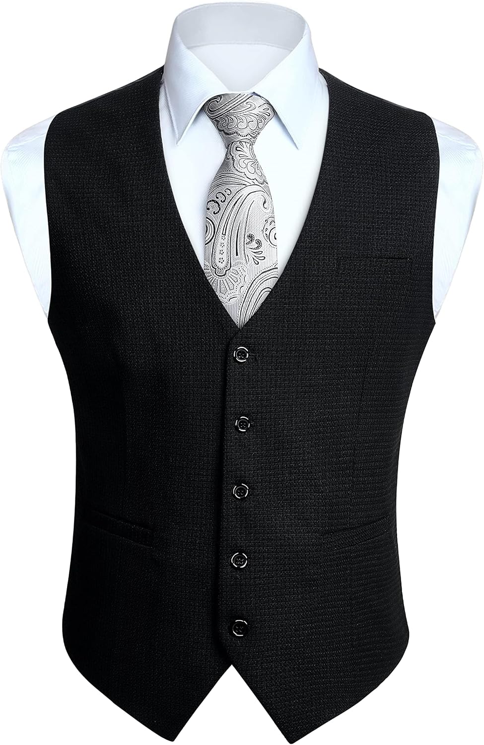 Men's Slim Fit Suit Vest - Three-Pocket Waistcoat for Business, Weddings, Prom and Tuxedo Wear - Small (14)