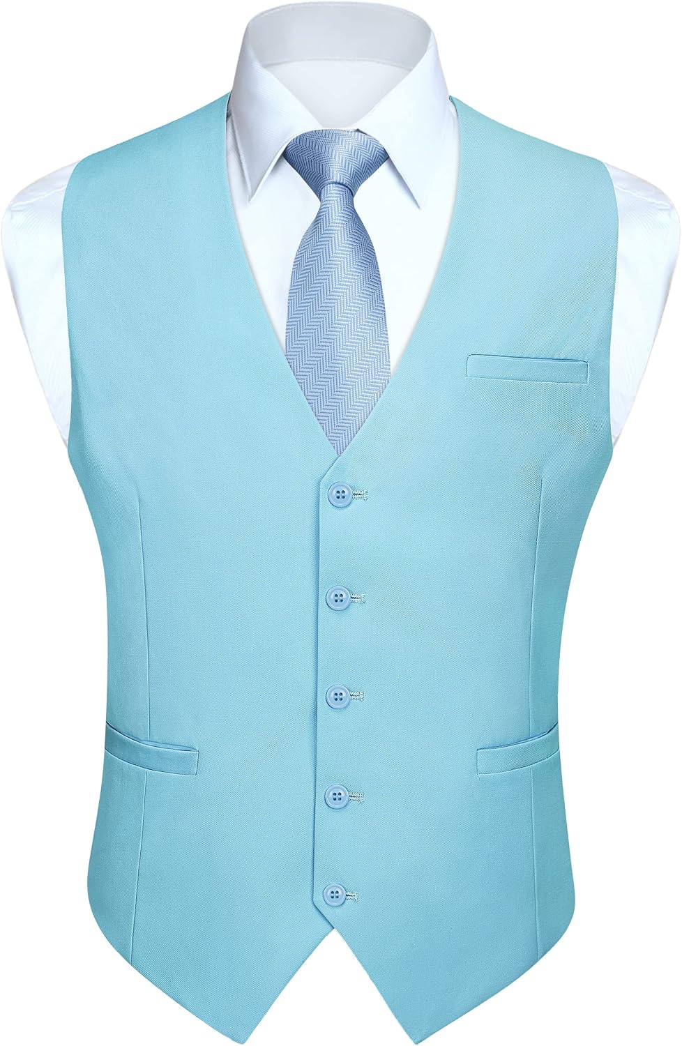 Men's Slim Fit Suit Vest - Three-Pocket Waistcoat for Business, Weddings, Prom and Tuxedo Wear - Large (40)