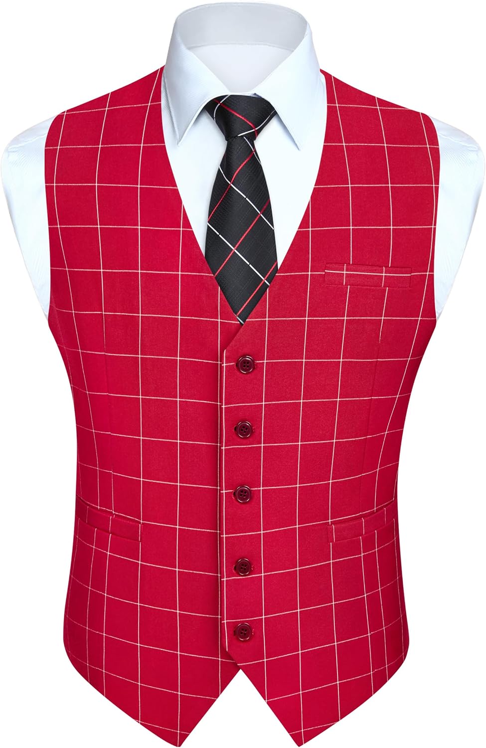 Men's Slim Fit Suit Vest - Three-Pocket Waistcoat for Business, Weddings, Prom and Tuxedo Wear - Large