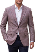 Men's Plaid Check Blazer - Single-Breasted Lightweight Sport Coat for Weddings, Office and Daily Wear - Small