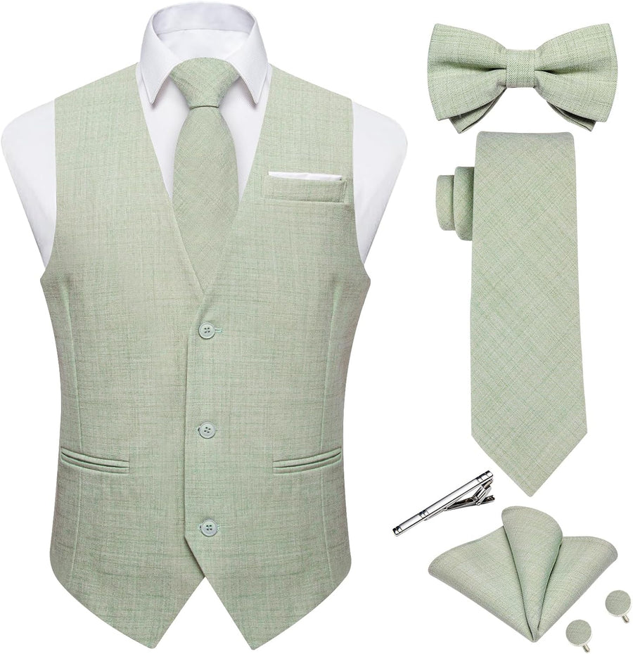 Men's Textured-Look Vest Set
