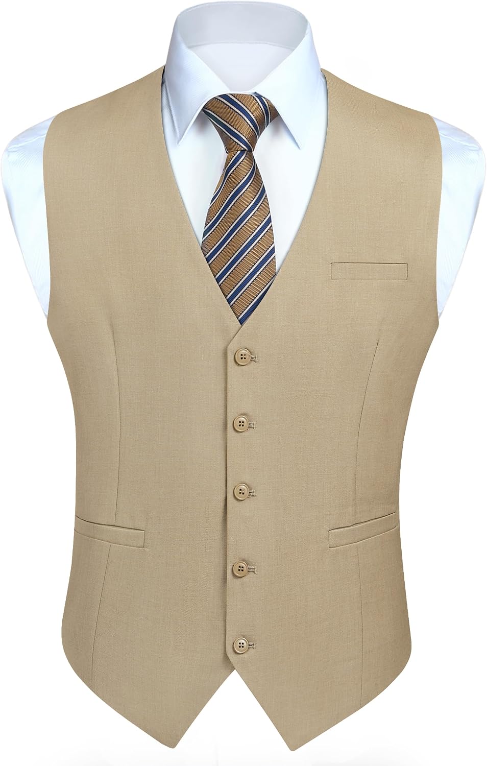 Men's Slim Fit Suit Vest - Three-Pocket Waistcoat for Business, Weddings, Prom and Tuxedo Wear - Large (34)
