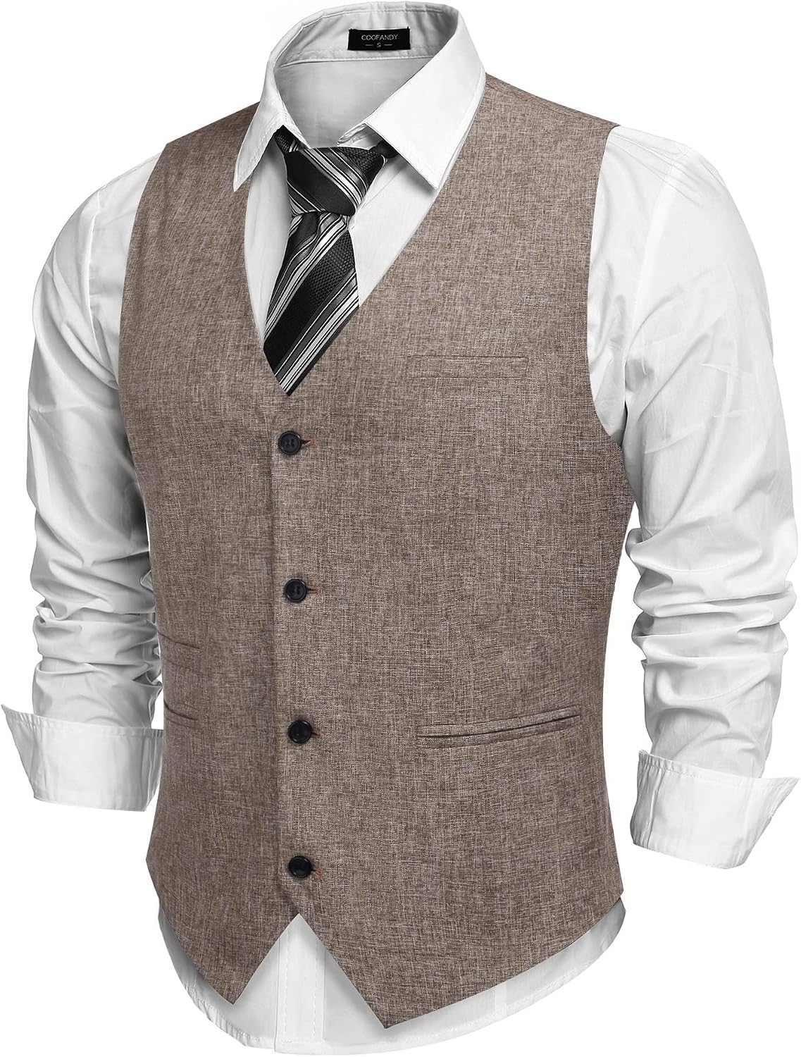 Men's Slim Fit Suit Vest - Lightweight Business Waistcoat for Casual and Formal Layering - Medium