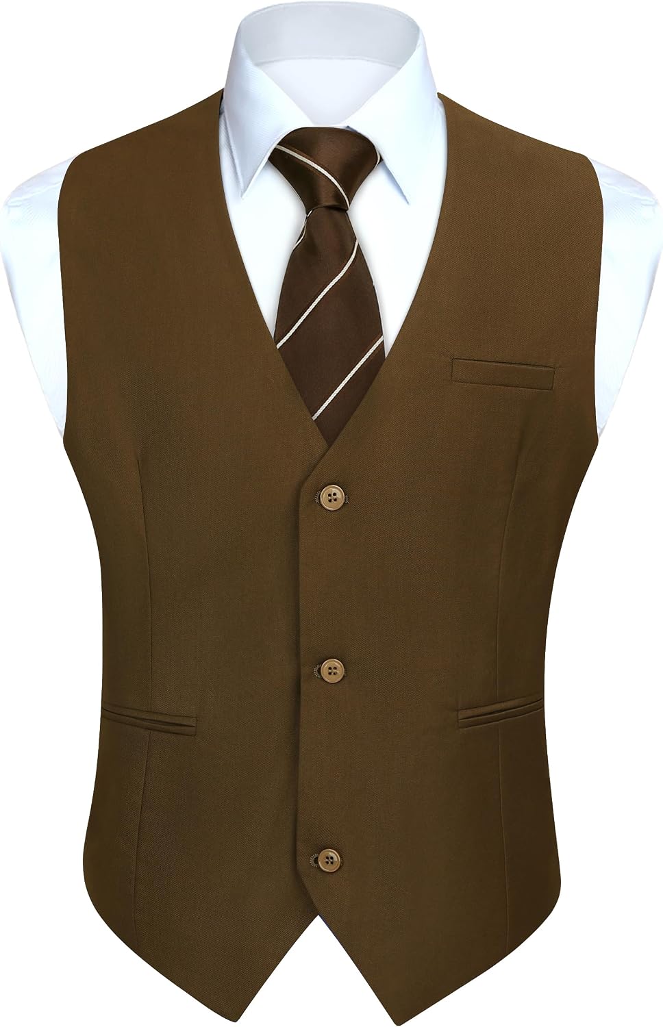 Men's Solid Suit Vest - Business Formal Dress Waistcoat for Weddings, Tuxedo Wear and Parties - Small (9)