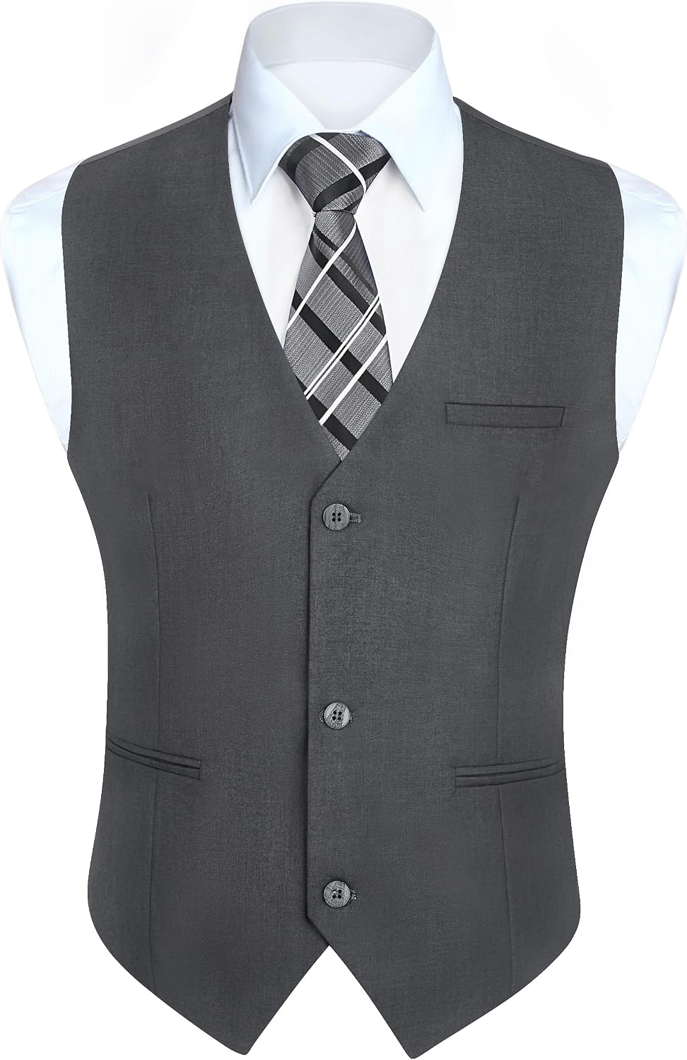 Men's Solid Suit Vest - Business Formal Dress Waistcoat for Weddings, Tuxedo Wear and Parties - Small