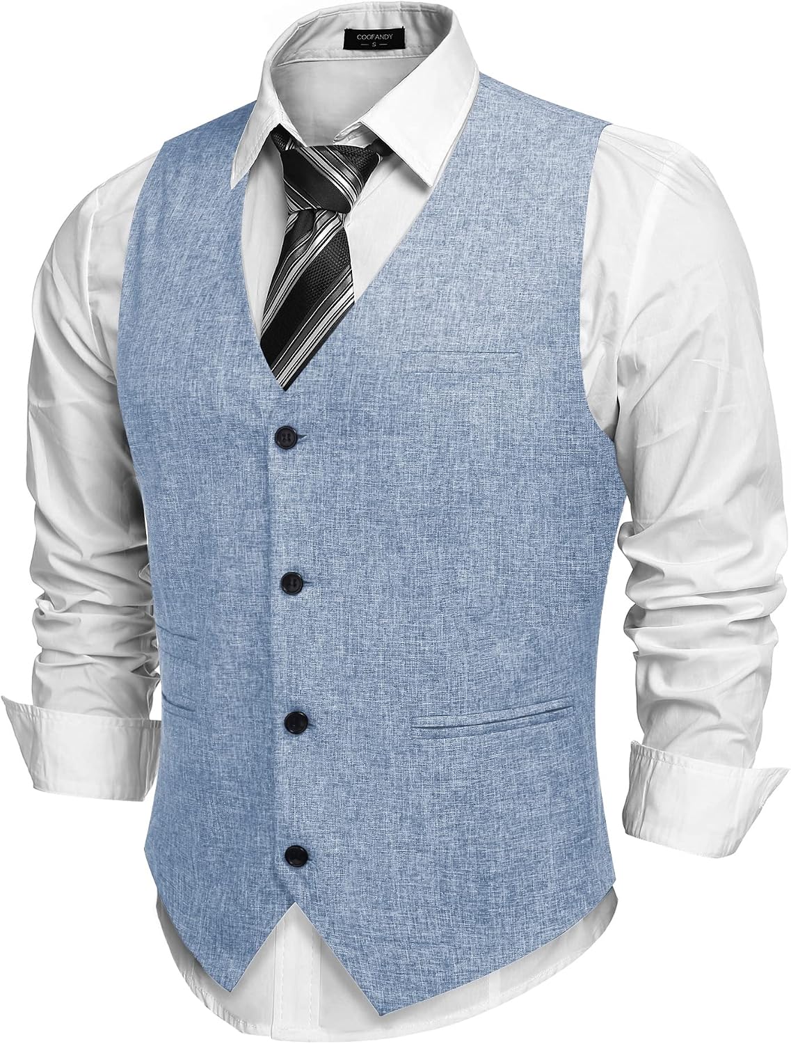 Men's Slim Fit Suit Vest - Lightweight Business Waistcoat for Casual and Formal Layering - Medium