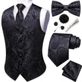 Men's Eight-Piece Suit Vest Set - Jacquard Waistcoat with Tie, Bow Tie, Cufflinks and Lapel Pin - Medium