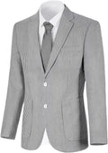 Men's Seersucker Summer Blazer - Slim Fit Lightweight Sport Coat for Beach Weddings and Prom - Small