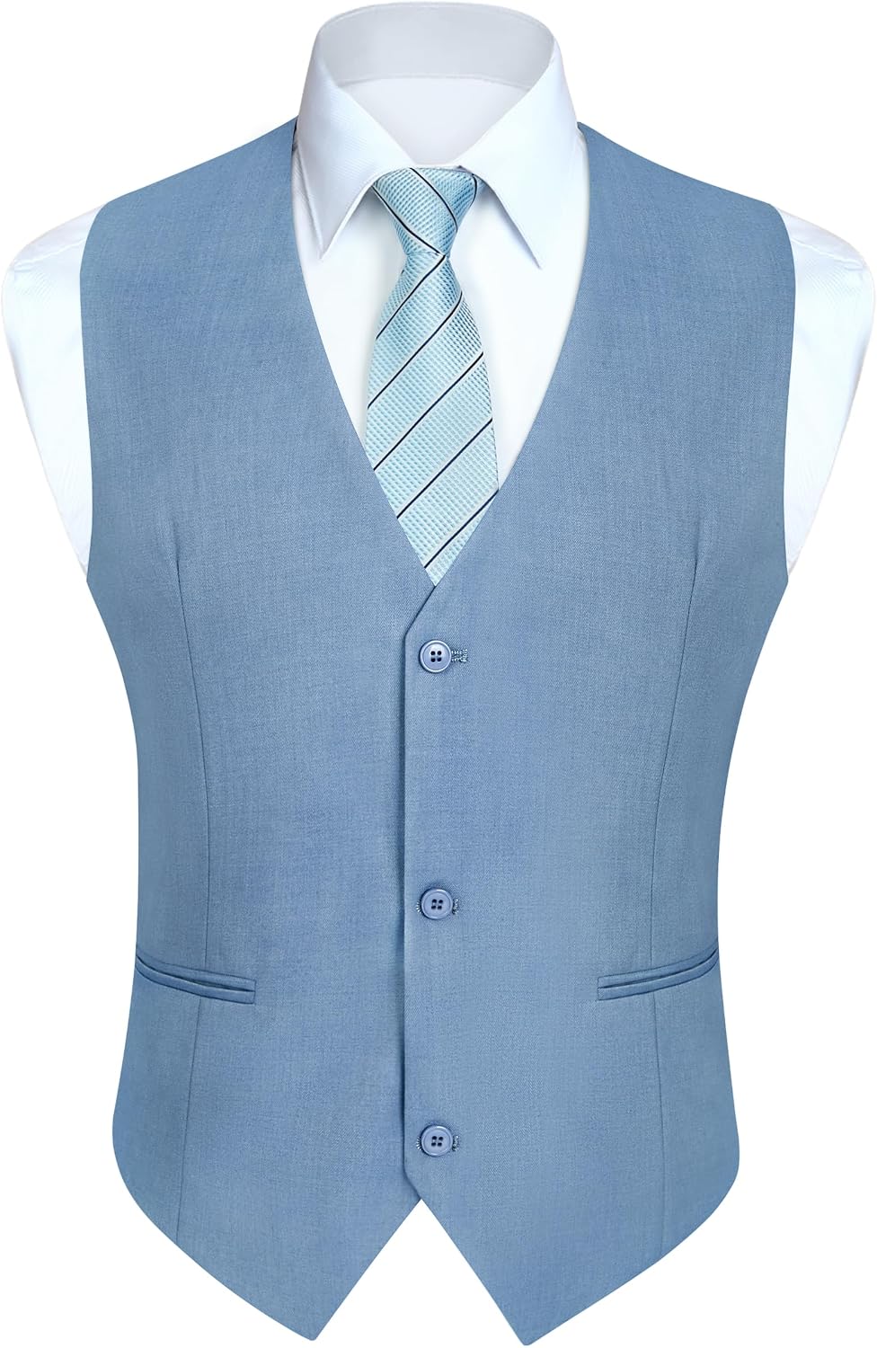 Men's Solid Suit Vest - Slim Fit Cotton-Blend Waistcoat with Three-Button Front and Pocket for Weddings - Small (10)