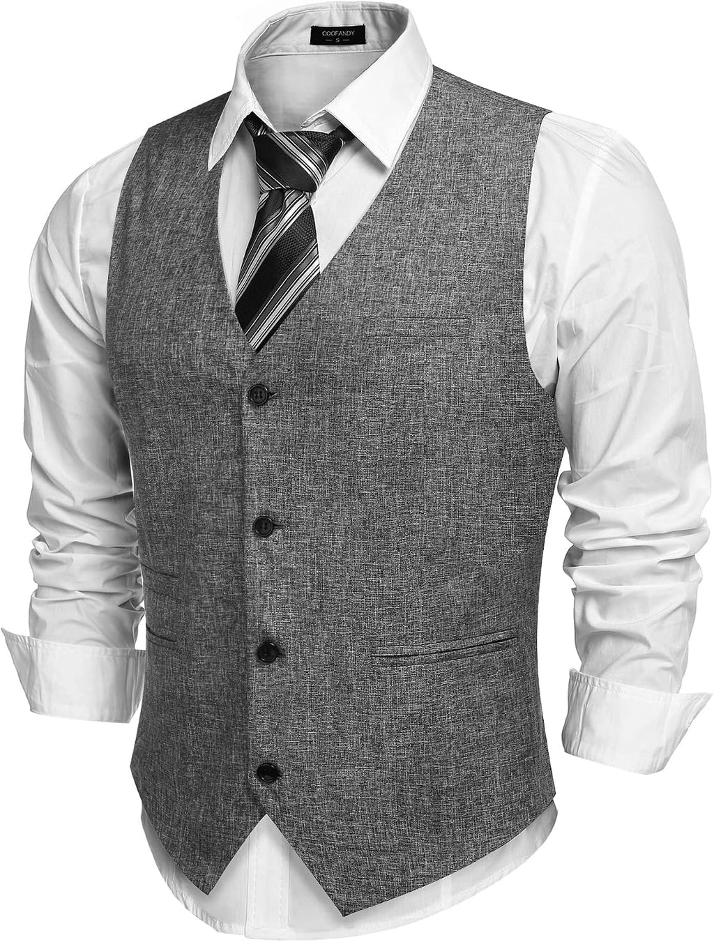 Men's Slim Fit Suit Vest - Lightweight Business Waistcoat for Casual and Formal Layering - Small