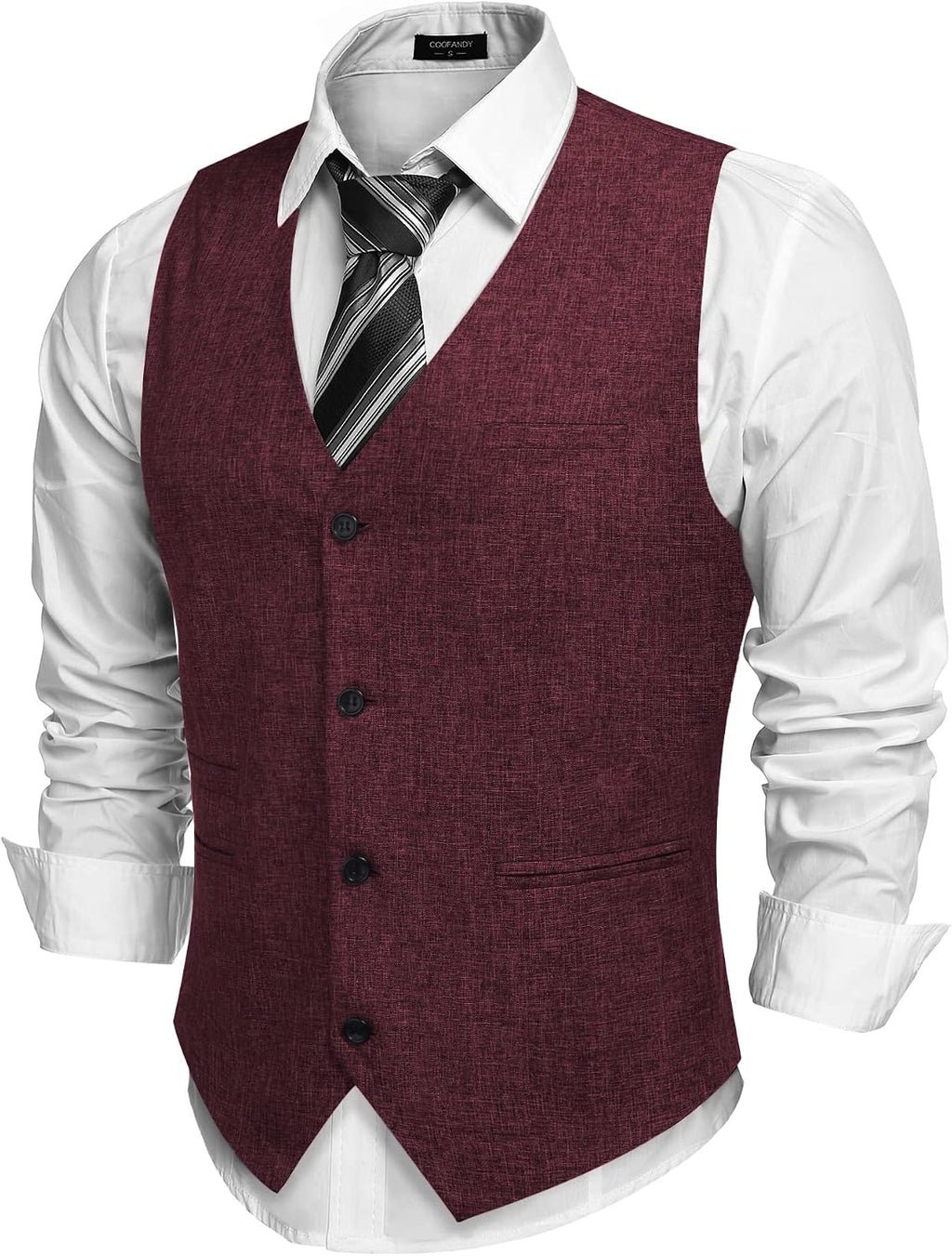 Men's Slim Fit Suit Vest - Lightweight Business Waistcoat for Casual and Formal Layering - Medium