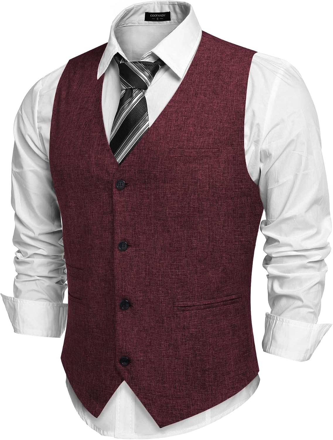 Men's Slim Fit Suit Vest - Lightweight Business Waistcoat for Casual and Formal Layering - Medium