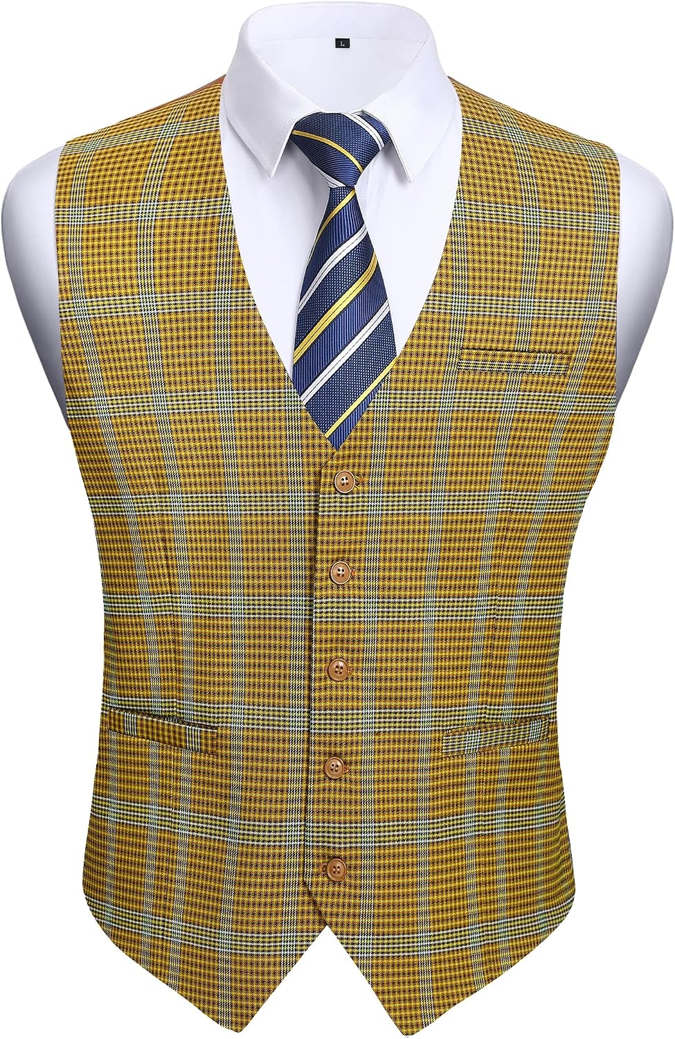 Men's Slim Fit Suit Vest - Three-Pocket Waistcoat for Business, Weddings, Prom and Tuxedo Wear - Large (33)