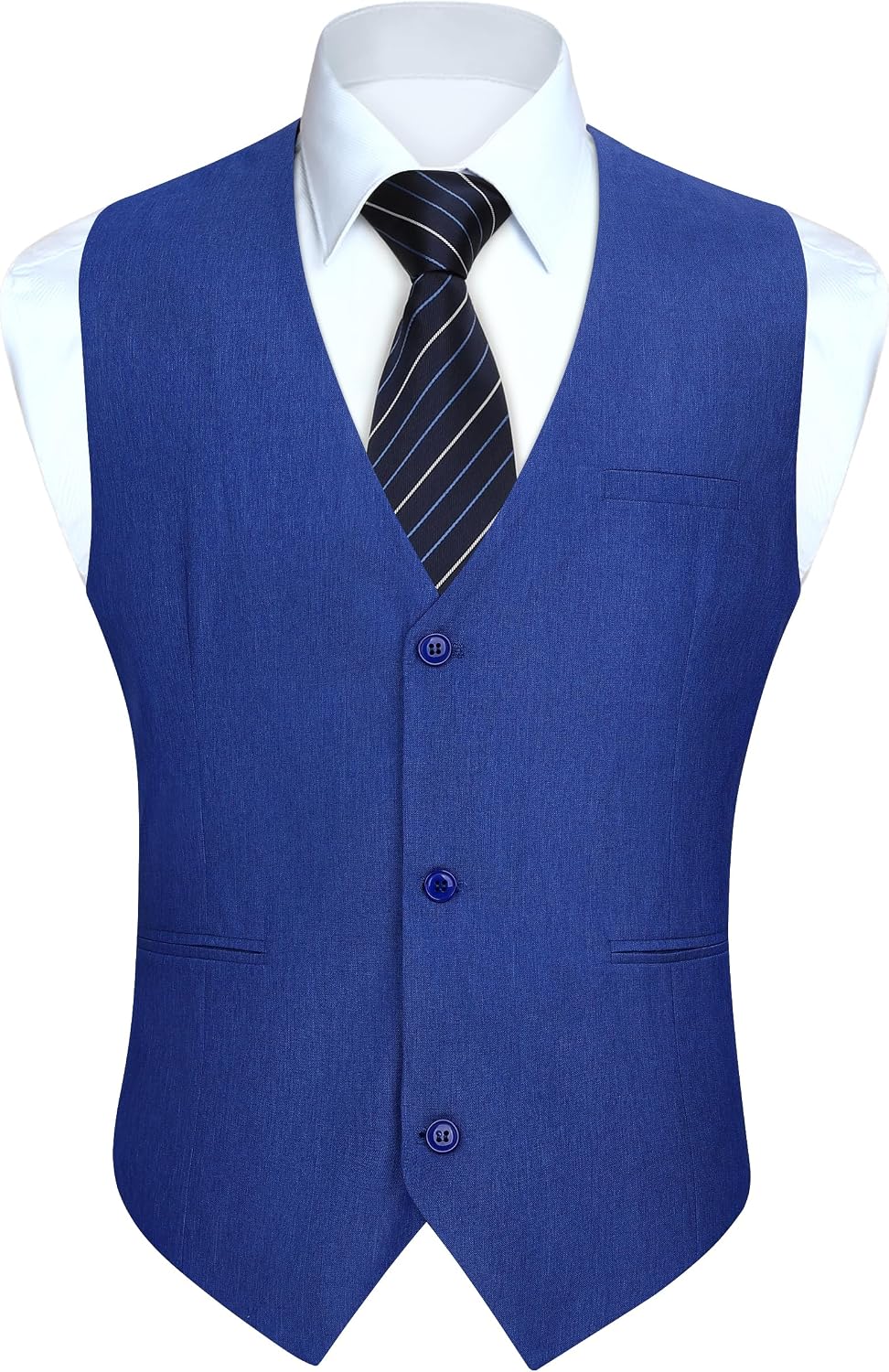 Men's Solid Suit Vest - Business Formal Dress Waistcoat for Weddings, Tuxedo Wear and Parties - Small