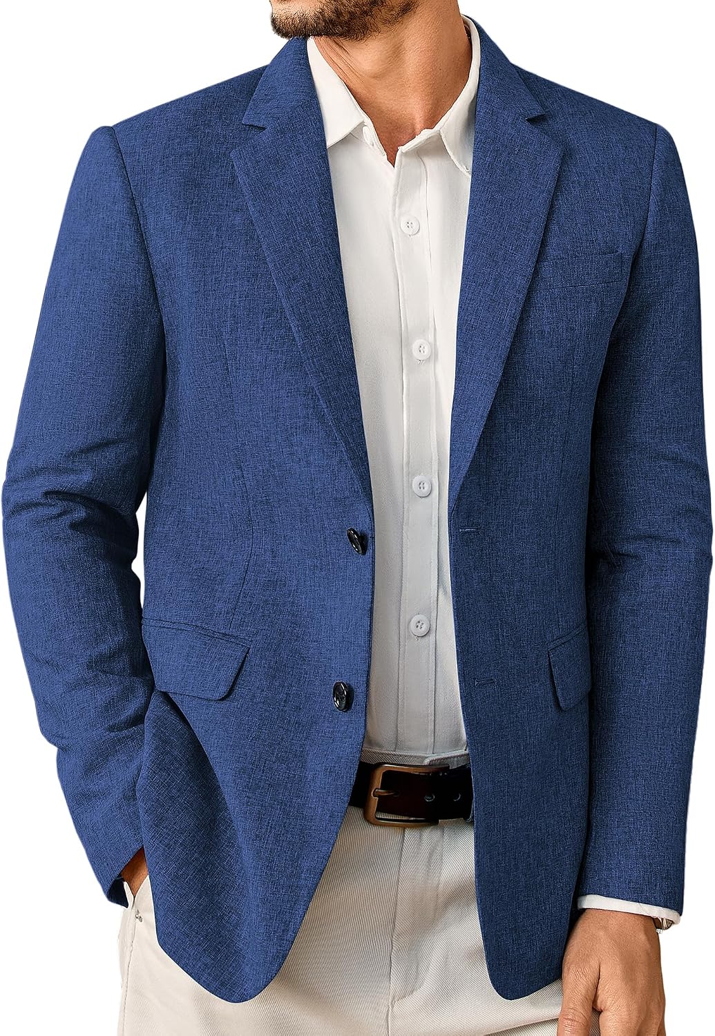Men's Two-Button Sport Coat - Lightweight Lapel Collar Blazer for Business, Weddings and Dinners - Medium
