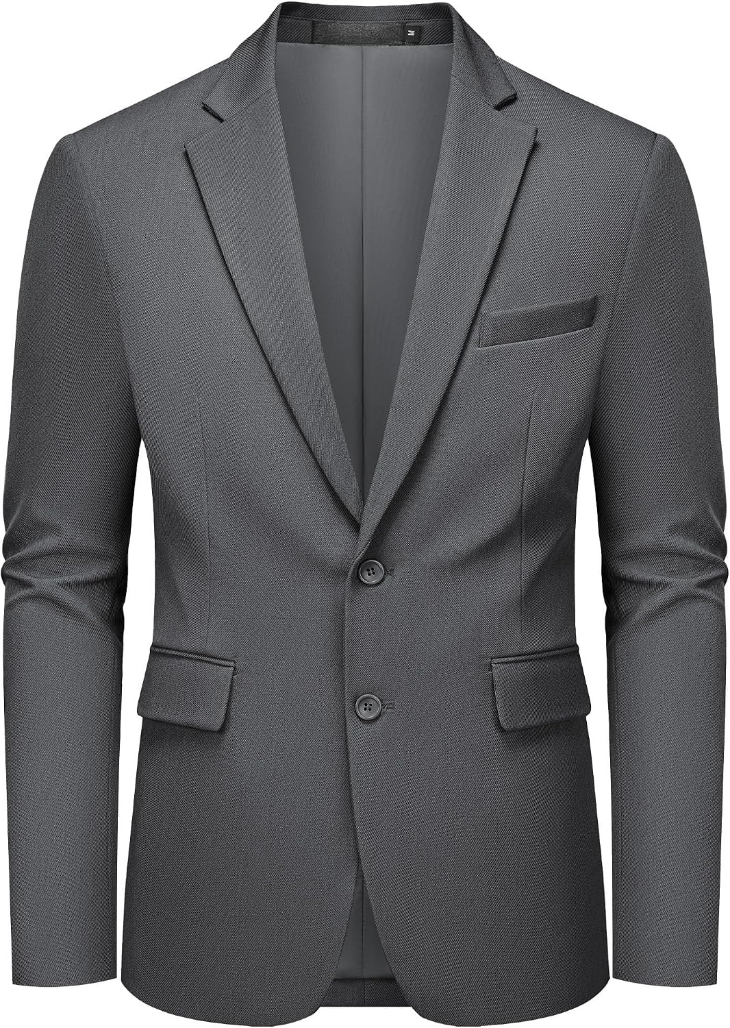 Men's Two-Button Casual Blazer - Solid Colour Sport Coat and Suit Jacket for Office Wear - Black