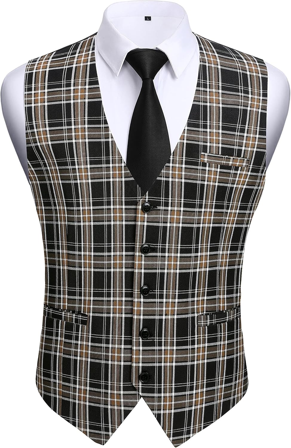 Men's Slim Fit Suit Vest - Three-Pocket Waistcoat for Business, Weddings, Prom and Tuxedo Wear - Medium