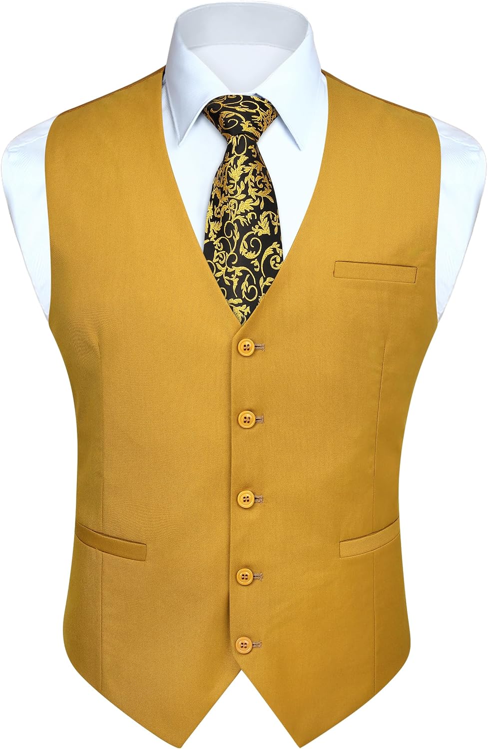 Men's Slim Fit Suit Vest - Three-Pocket Waistcoat for Business, Weddings, Prom and Tuxedo Wear - Large