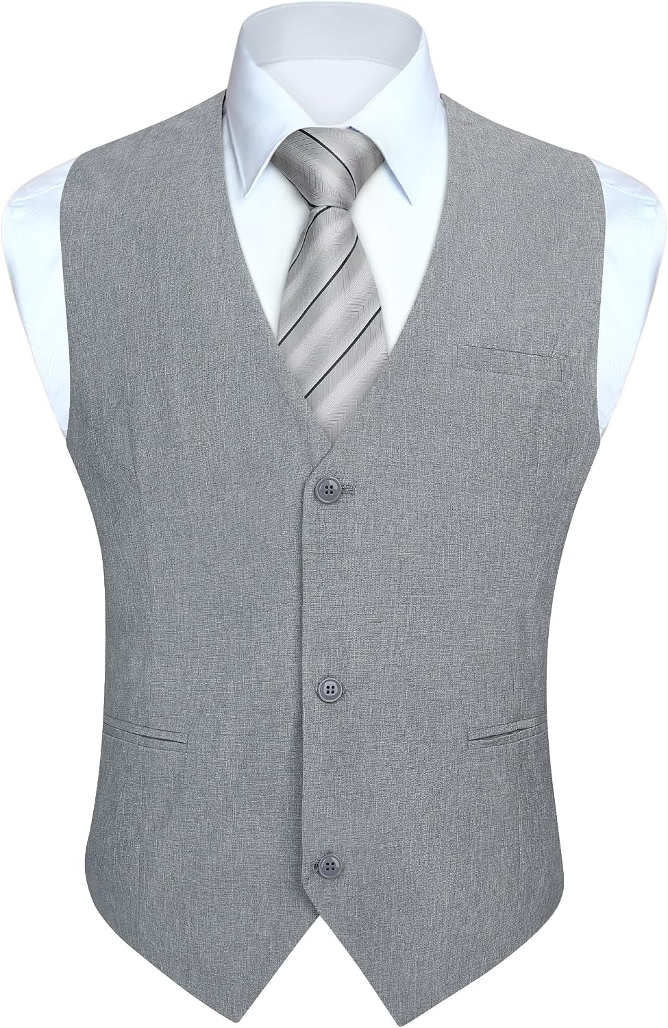 Men's Solid Suit Vest - Business Formal Dress Waistcoat for Weddings, Tuxedo Wear and Parties - Small
