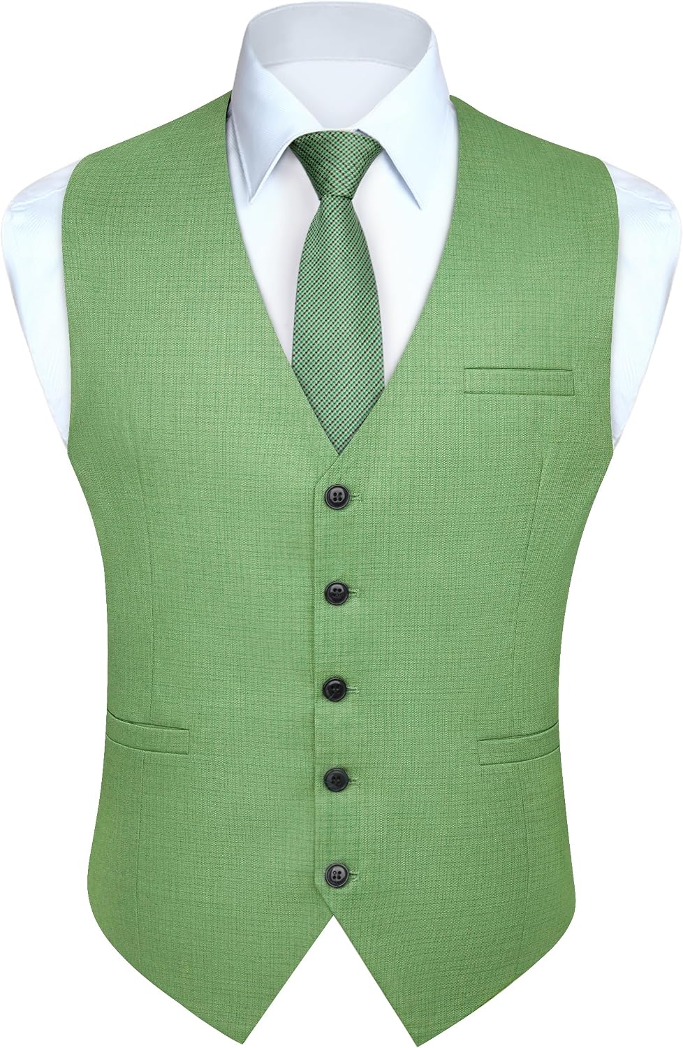 Men's Solid Colour Suit Vest - Business Formal Dress Waistcoat for Suits and Tuxedos - Medium