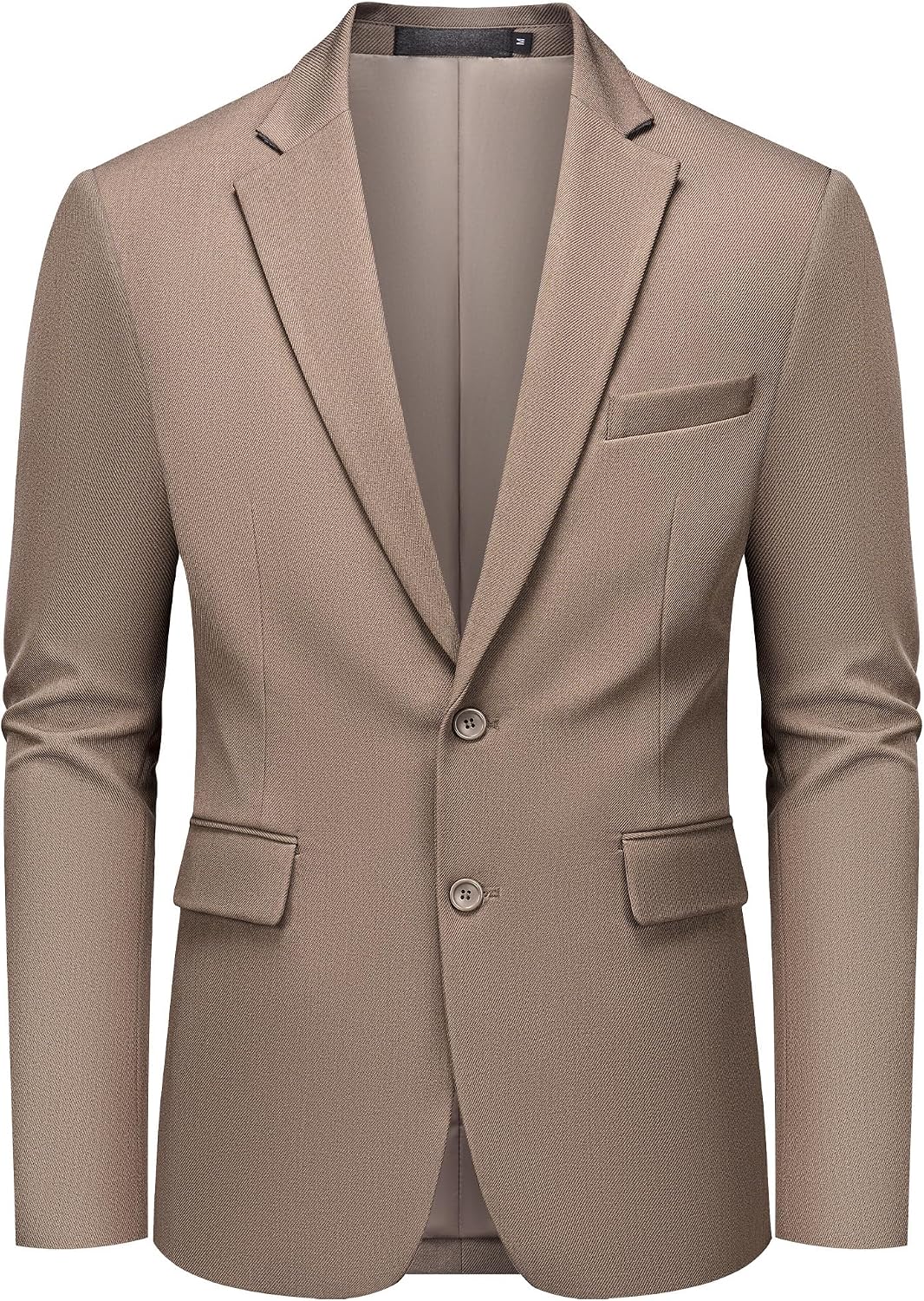 Men's Two-Button Casual Blazer - Solid Colour Sport Coat and Suit Jacket for Office Wear - Black