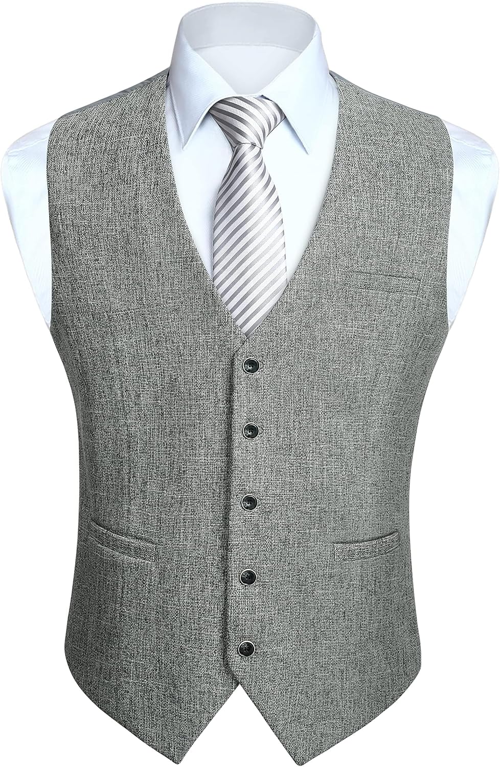 Men's Slim Fit Suit Vest - Three-Pocket Waistcoat for Business, Weddings, Prom and Tuxedo Wear - Small