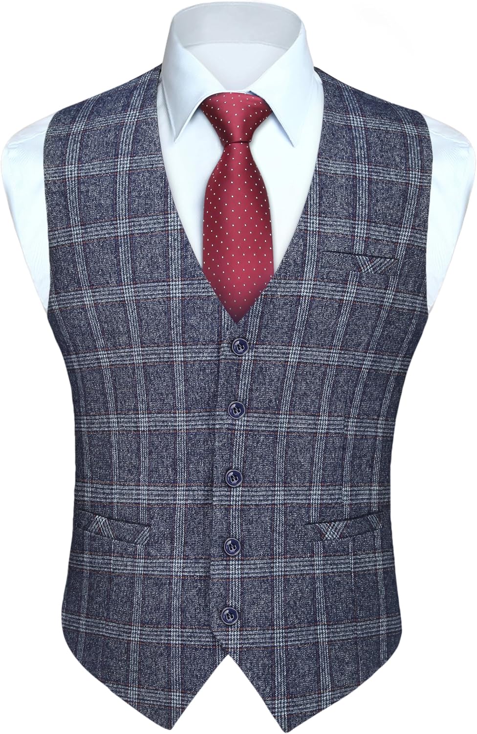 Men's Slim Fit Suit Vest - Three-Pocket Waistcoat for Business, Weddings, Prom and Tuxedo Wear - Large (35)