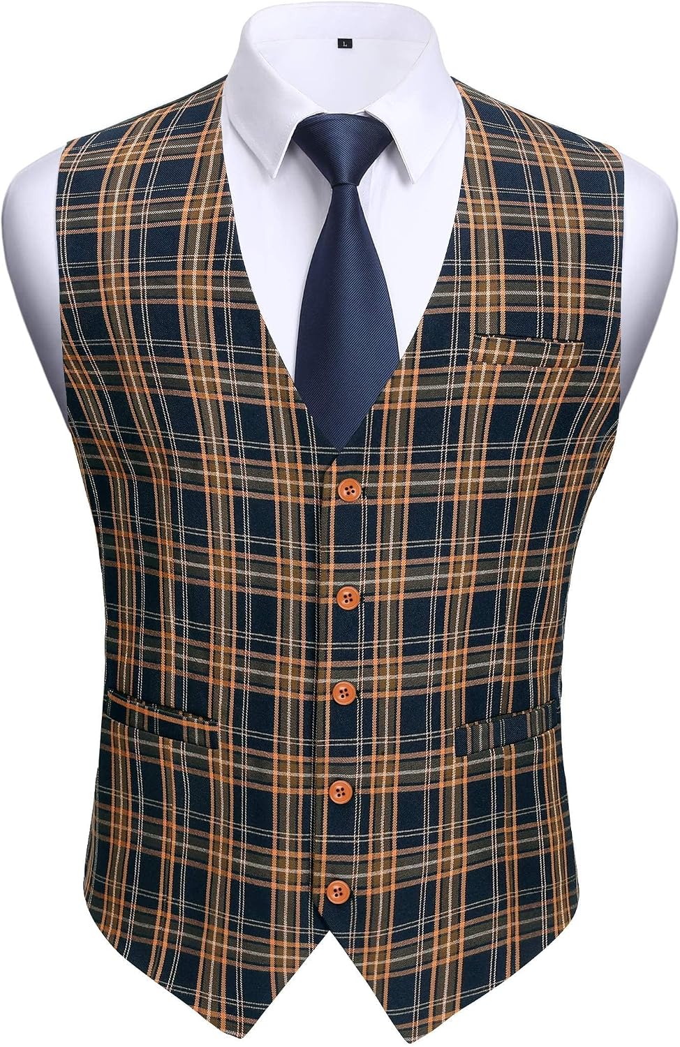 Men's Slim Fit Suit Vest - Three-Pocket Waistcoat for Business, Weddings, Prom and Tuxedo Wear - Small